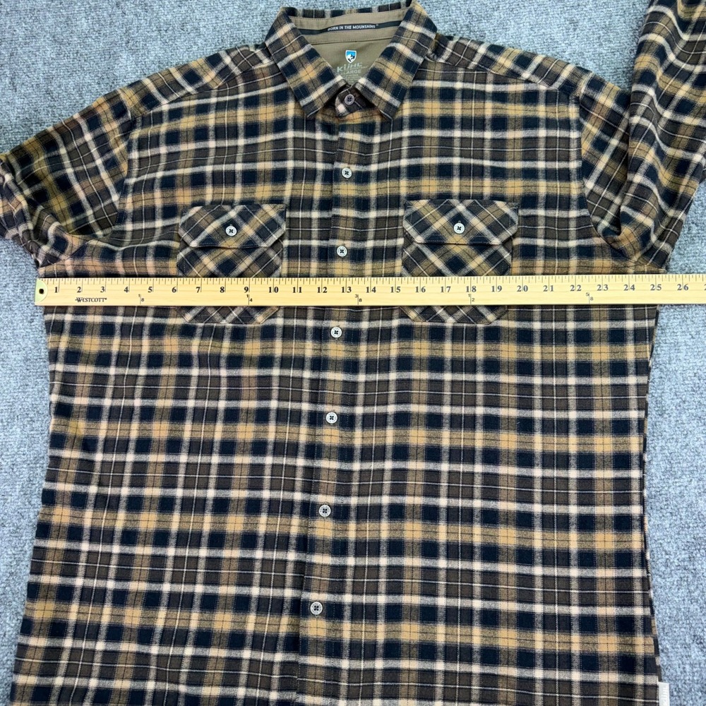 Kuhl Flannel Shirt Mens XL Brown Plaid Dillingr Cotton Tencel Soft Button Up - Picture 8 of 12